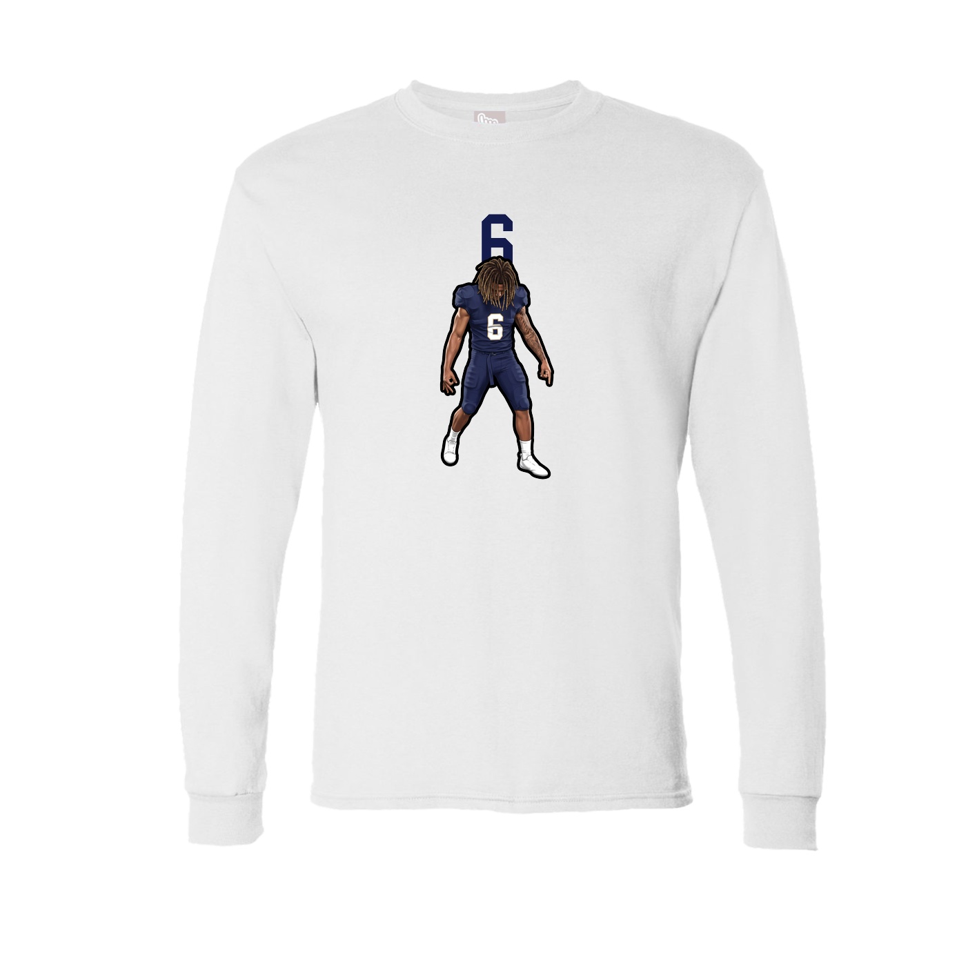 Long Sleeve Tee — Number Top in White