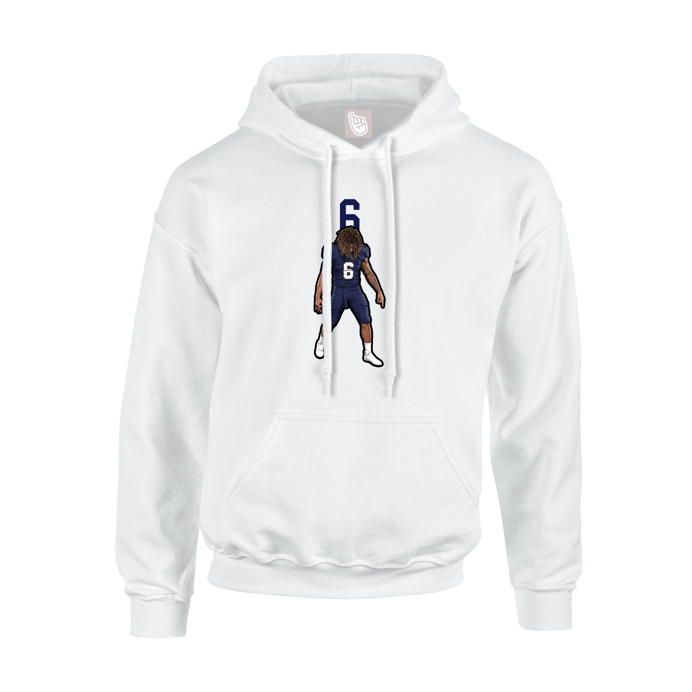 Youth Hoodie — Number Top in White
