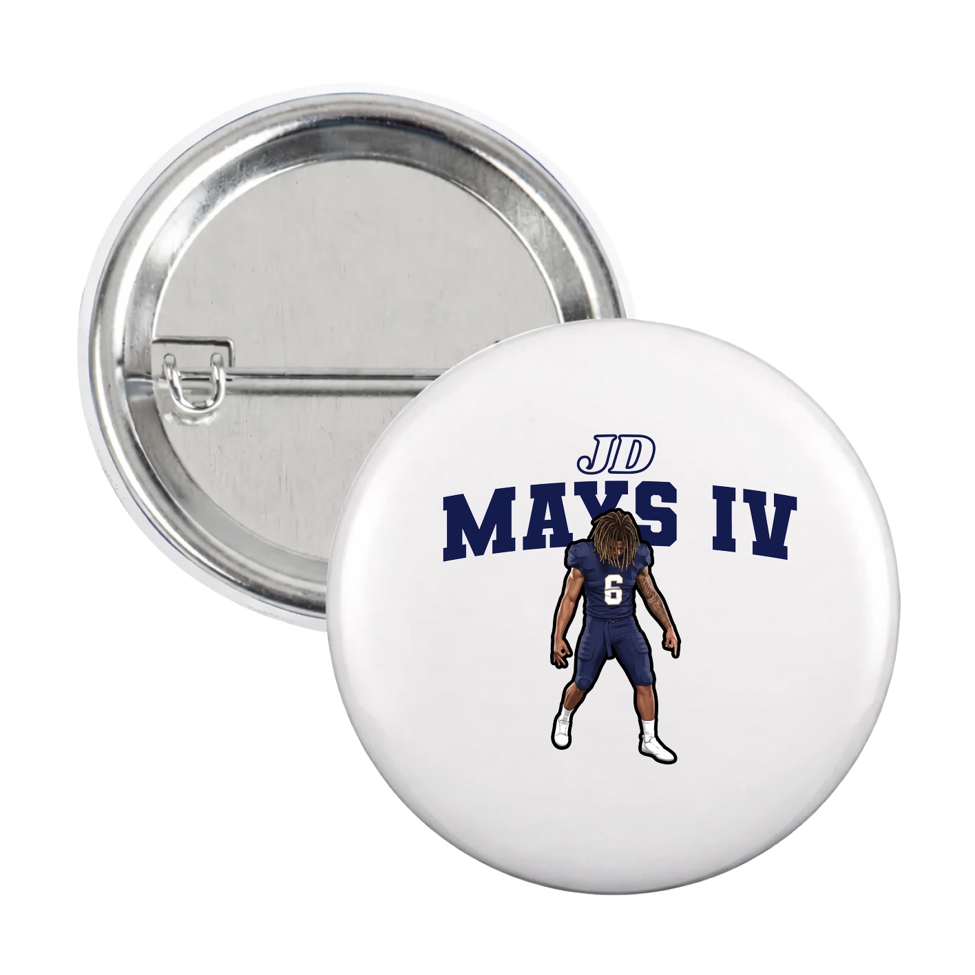 Game Day Button — Name Arch in White