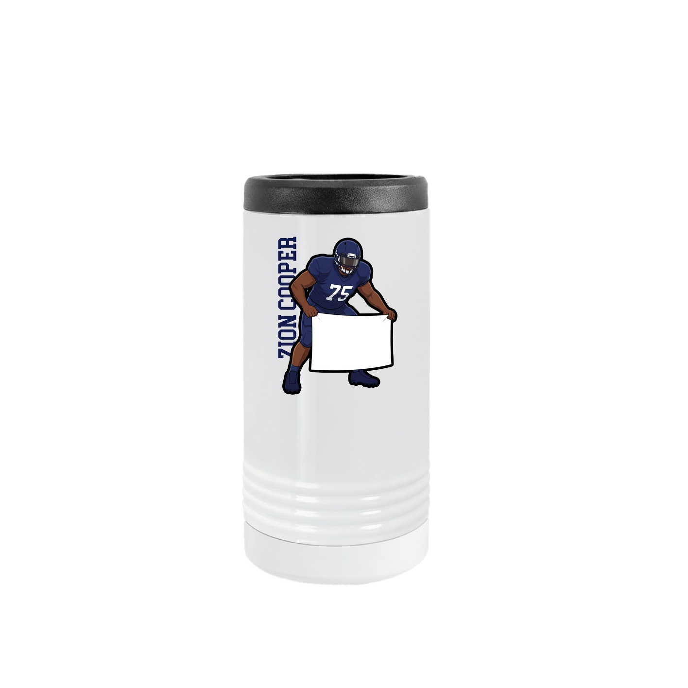 Slim Beverage Holder — Name Vertical in White