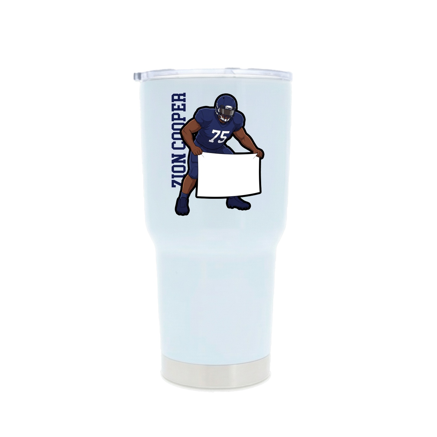 30oz Stainless Steel Tumbler — Name Vertical in White