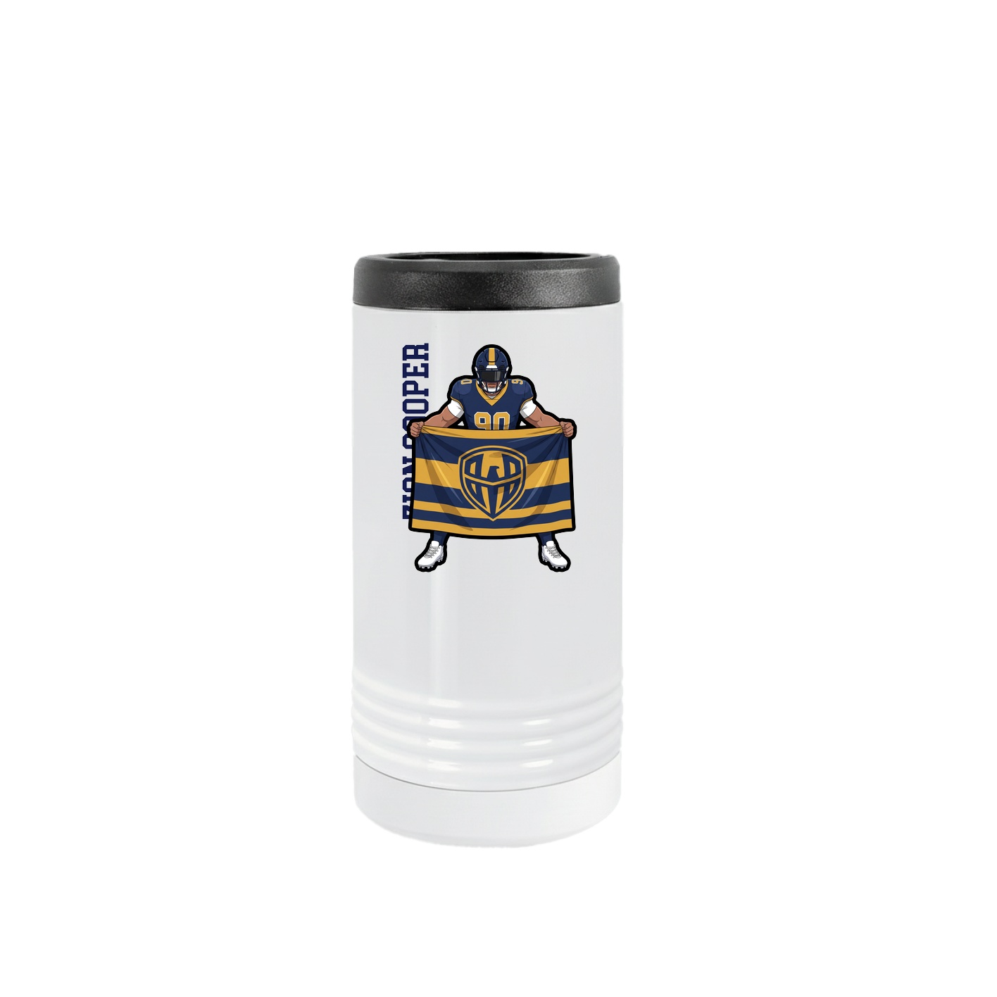 Slim Beverage Holder — Name Vertical in White