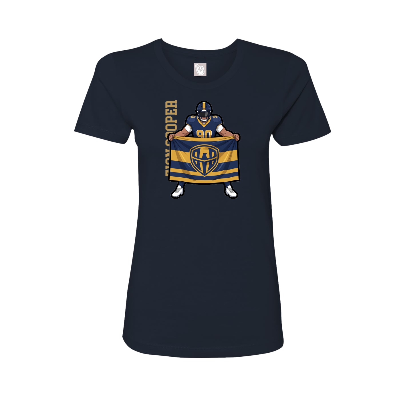 Fitted Women's Tee — Name Vertical in Navy