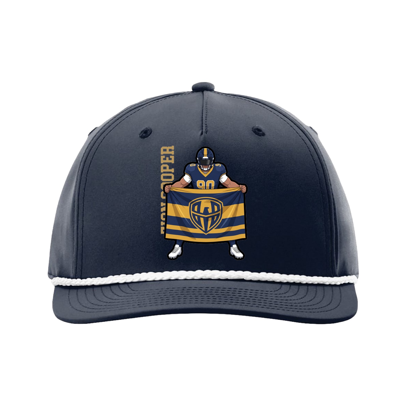 Five-Panel Classic Rope Cap — Name Vertical in Navy