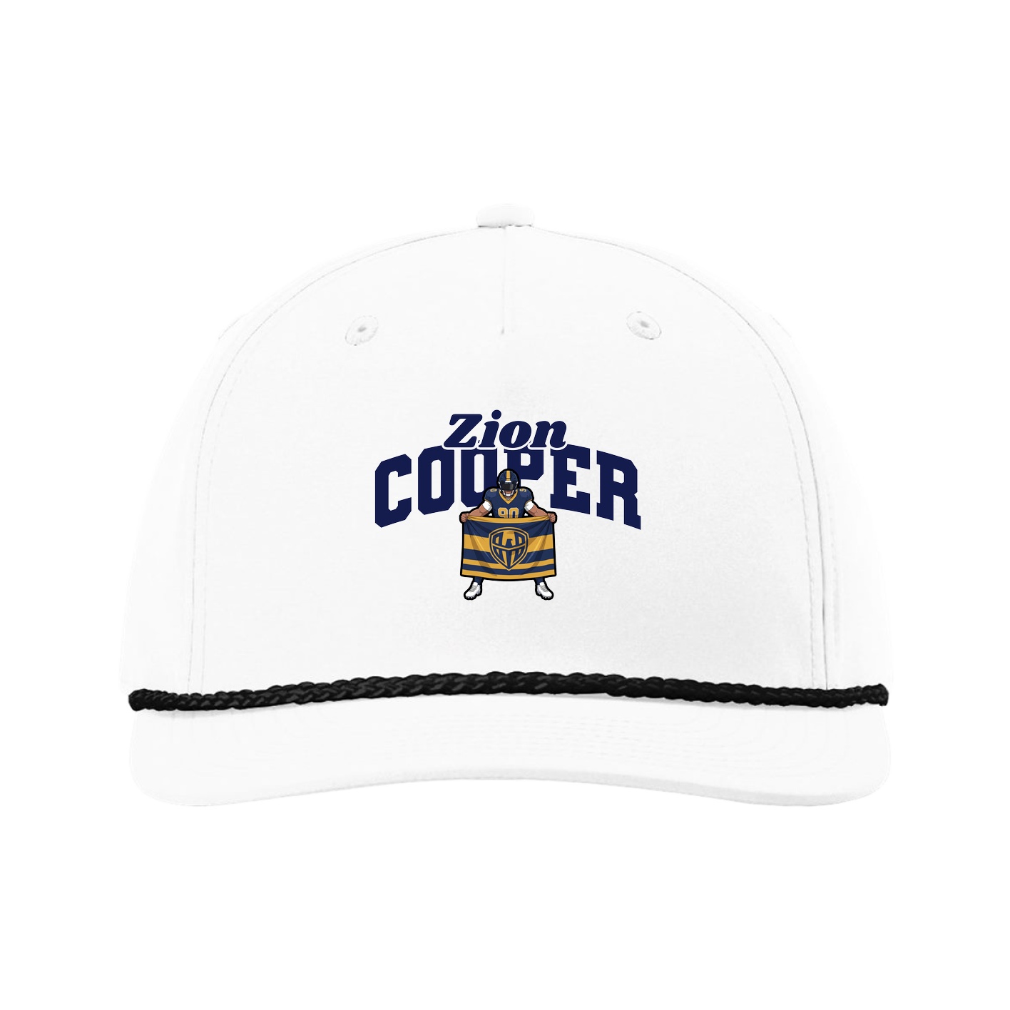 Five-Panel Classic Rope Cap — Signature Arch in White