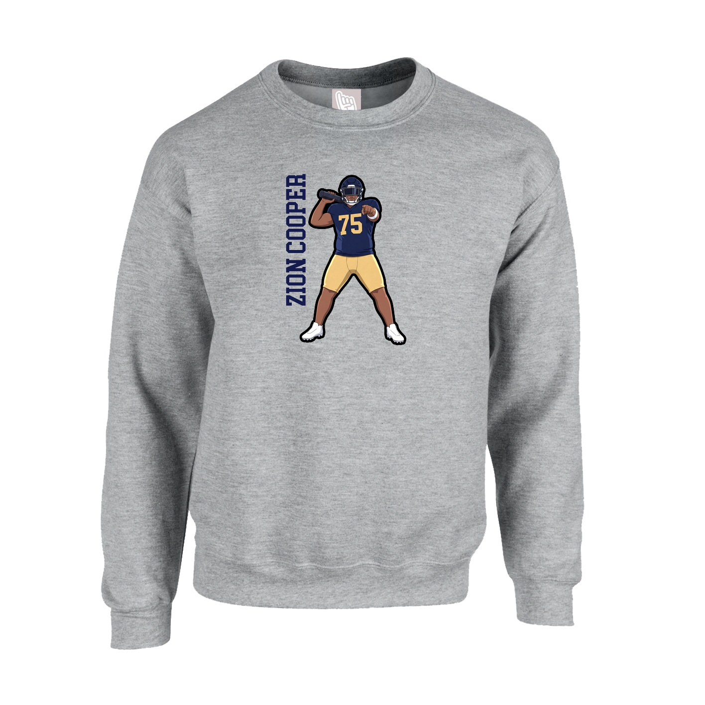 Fleece Crew — Name Vertical in Grey
