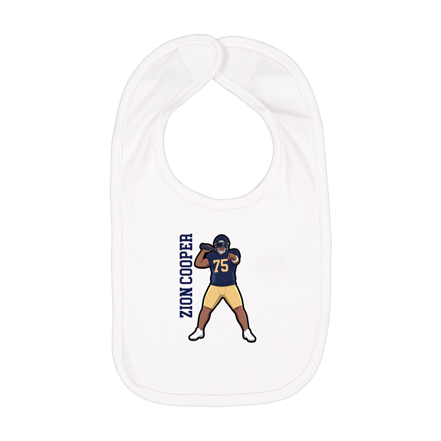 Infant Bib — Name Vertical in White