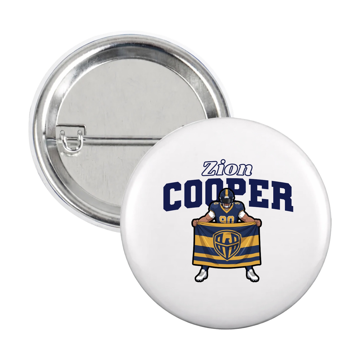 Game Day Button — Name Arch in White