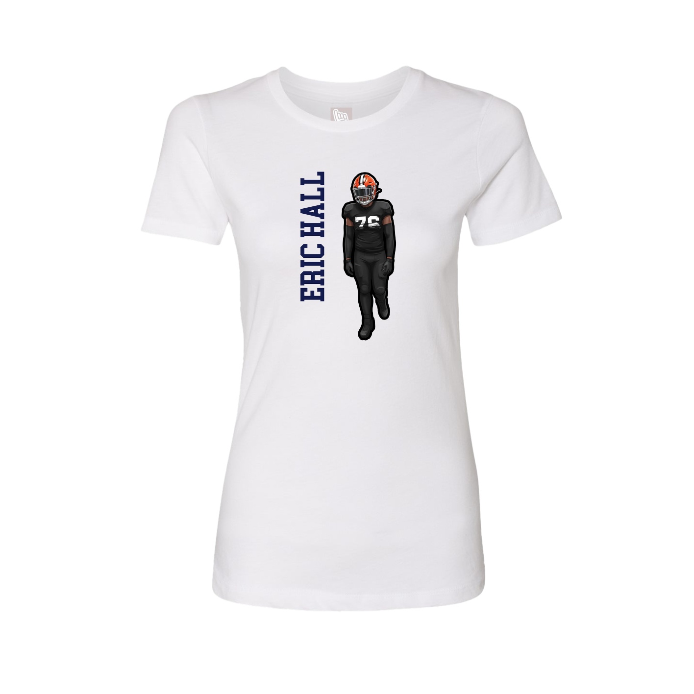 Womens Tee — Name Vertical in White