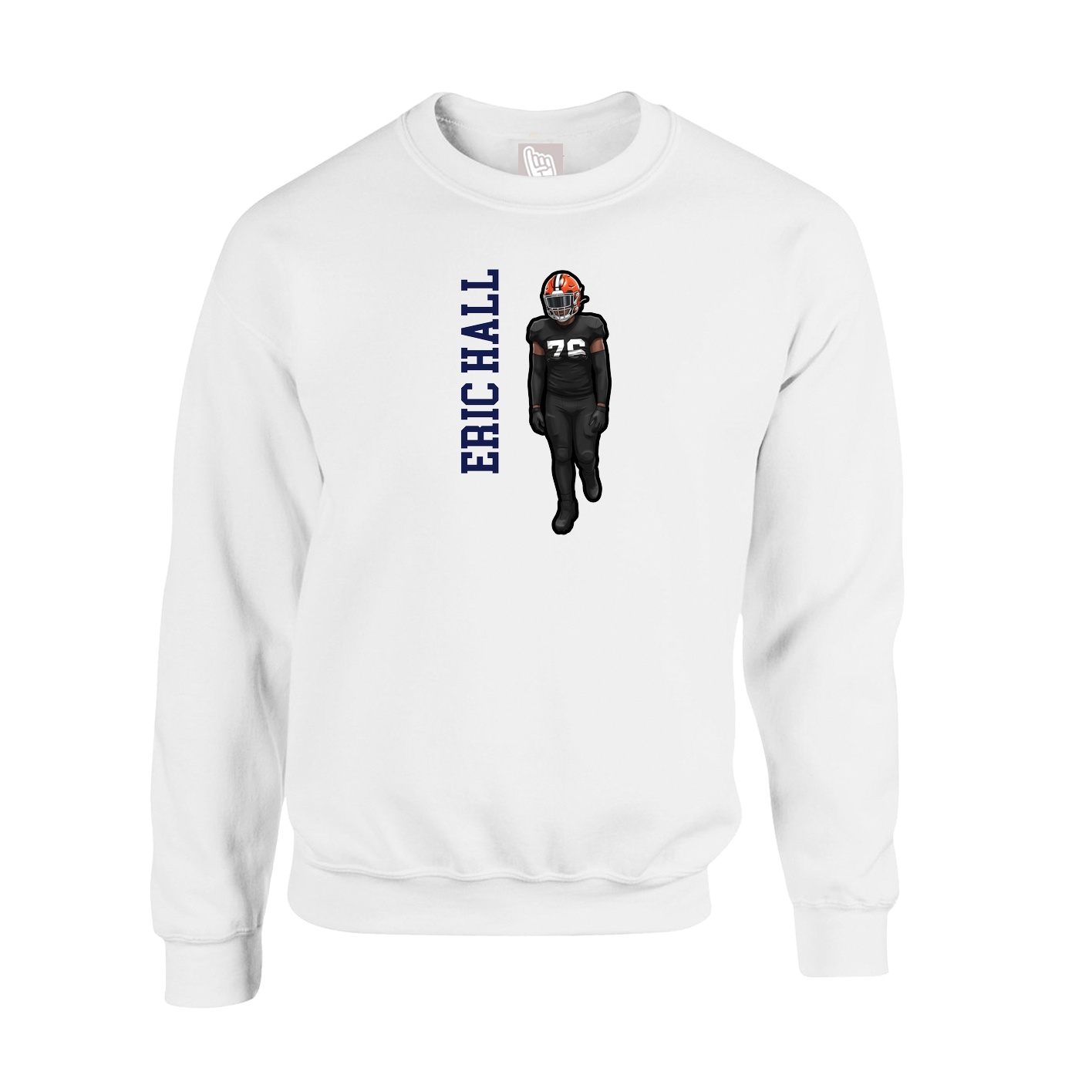 Fleece Crew — Name Vertical in White