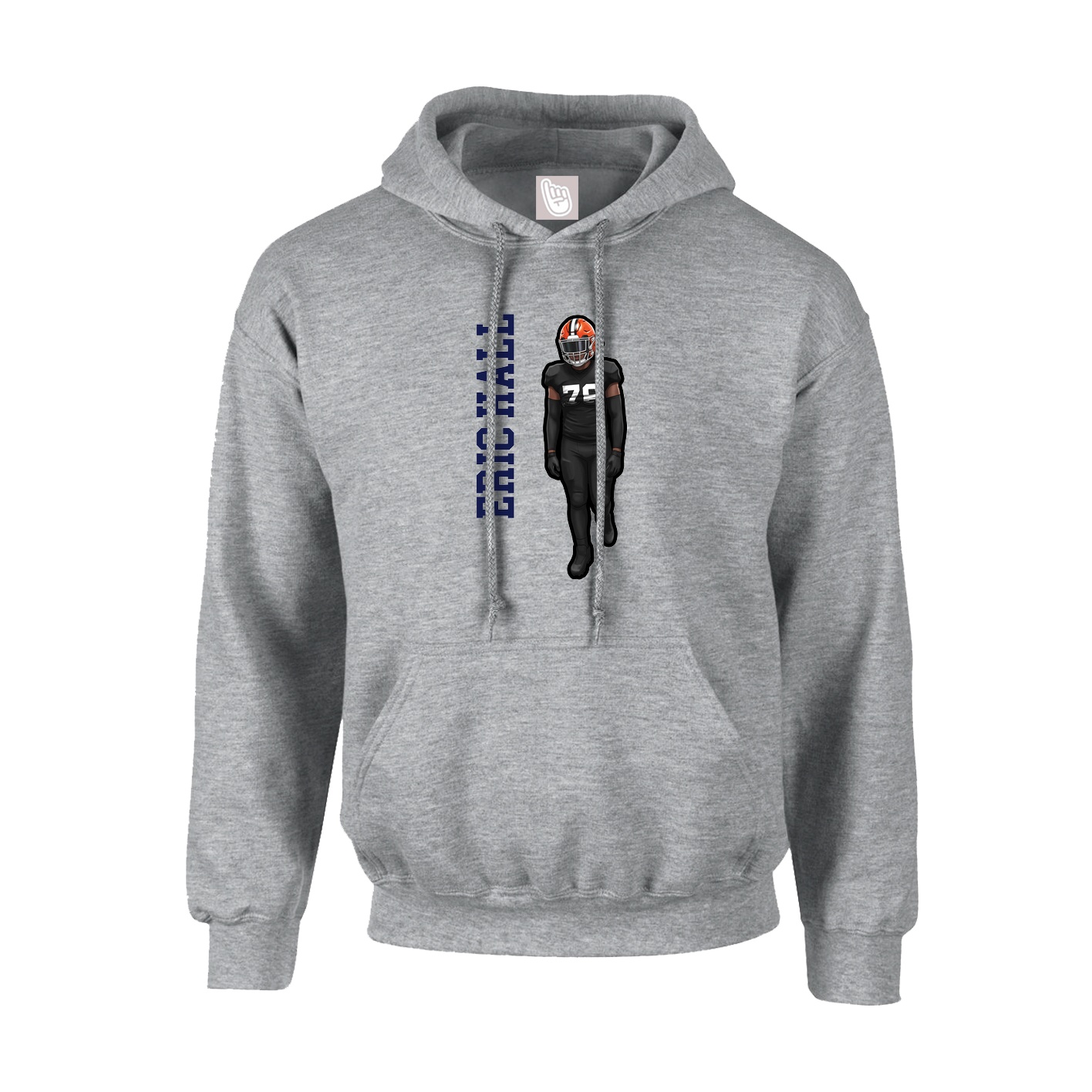 Youth Hoodie — Name Vertical in Grey