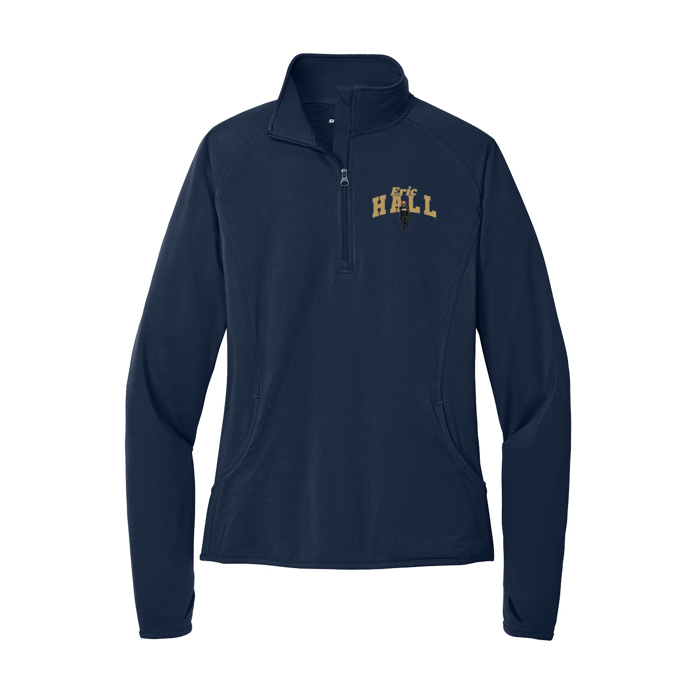Women's Q-Zip Pullover — Signature Arch in Navy