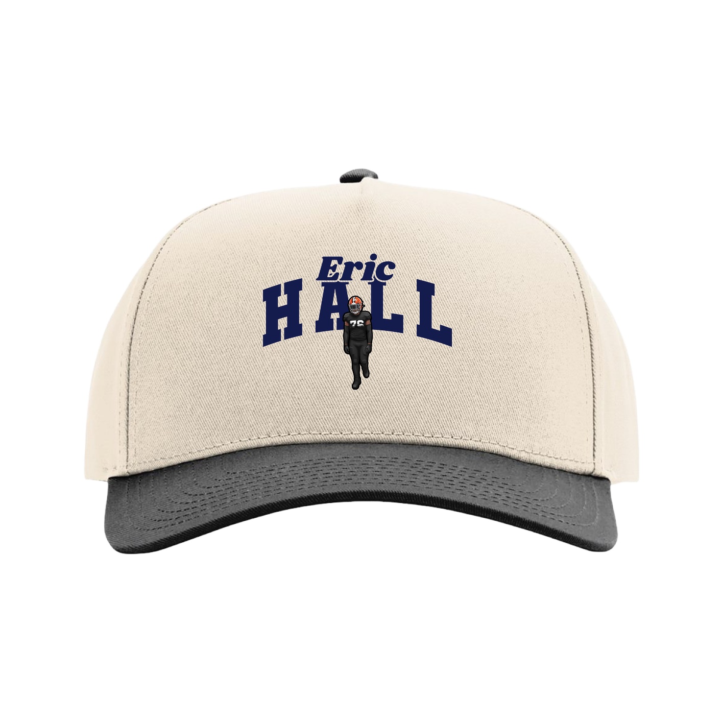 Full Fabric Five-Panel Champ Cap — Signature Arch in Cream/Black
