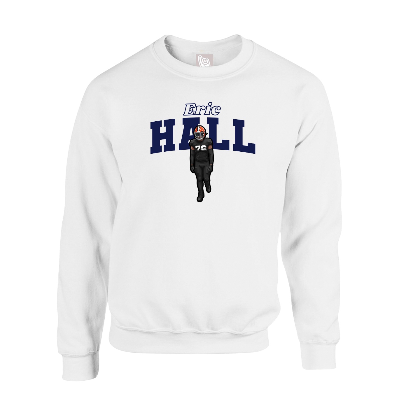 Fleece Crew — Name Arch in White
