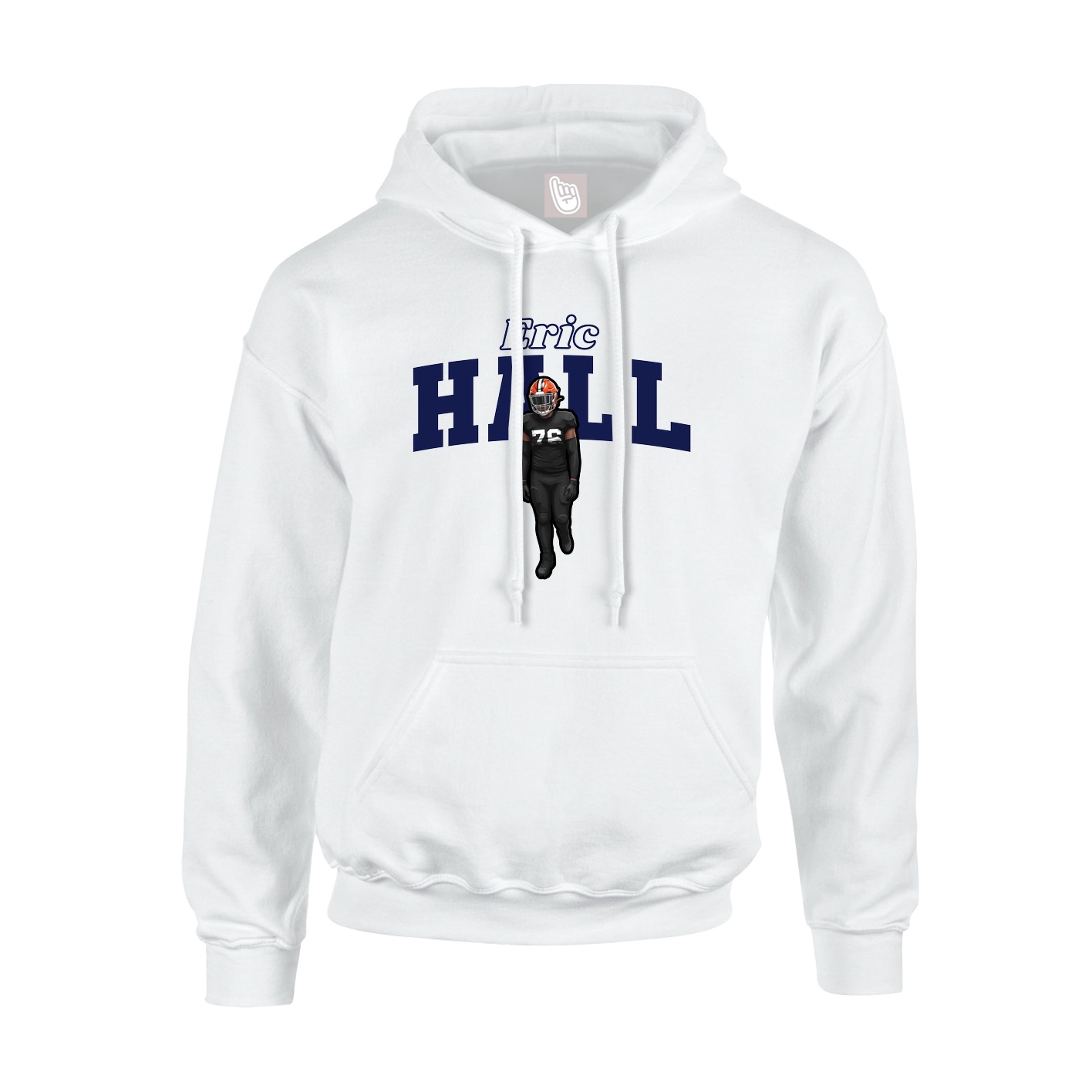 Youth Hoodie — Name Arch in White