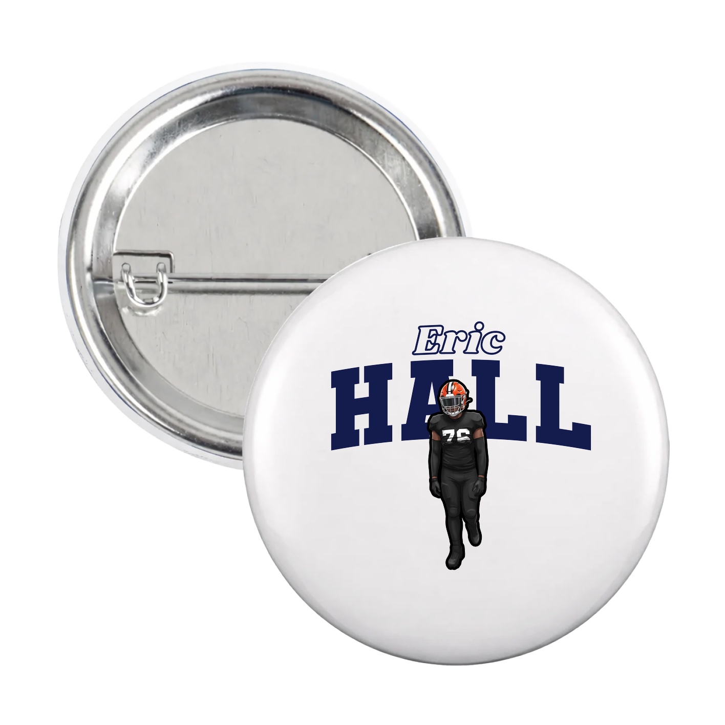 Game Day Button — Name Arch in White