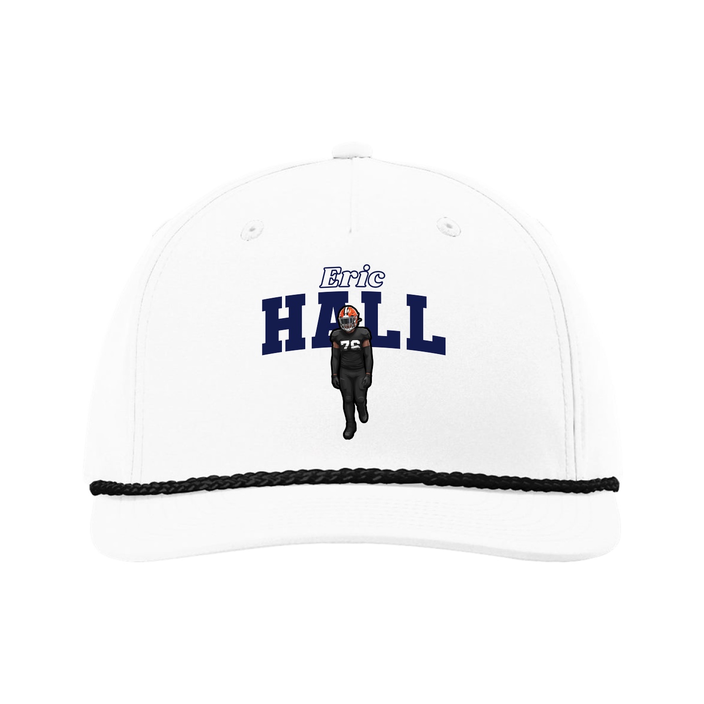 Five-Panel Classic Rope Cap — Name Arch in White