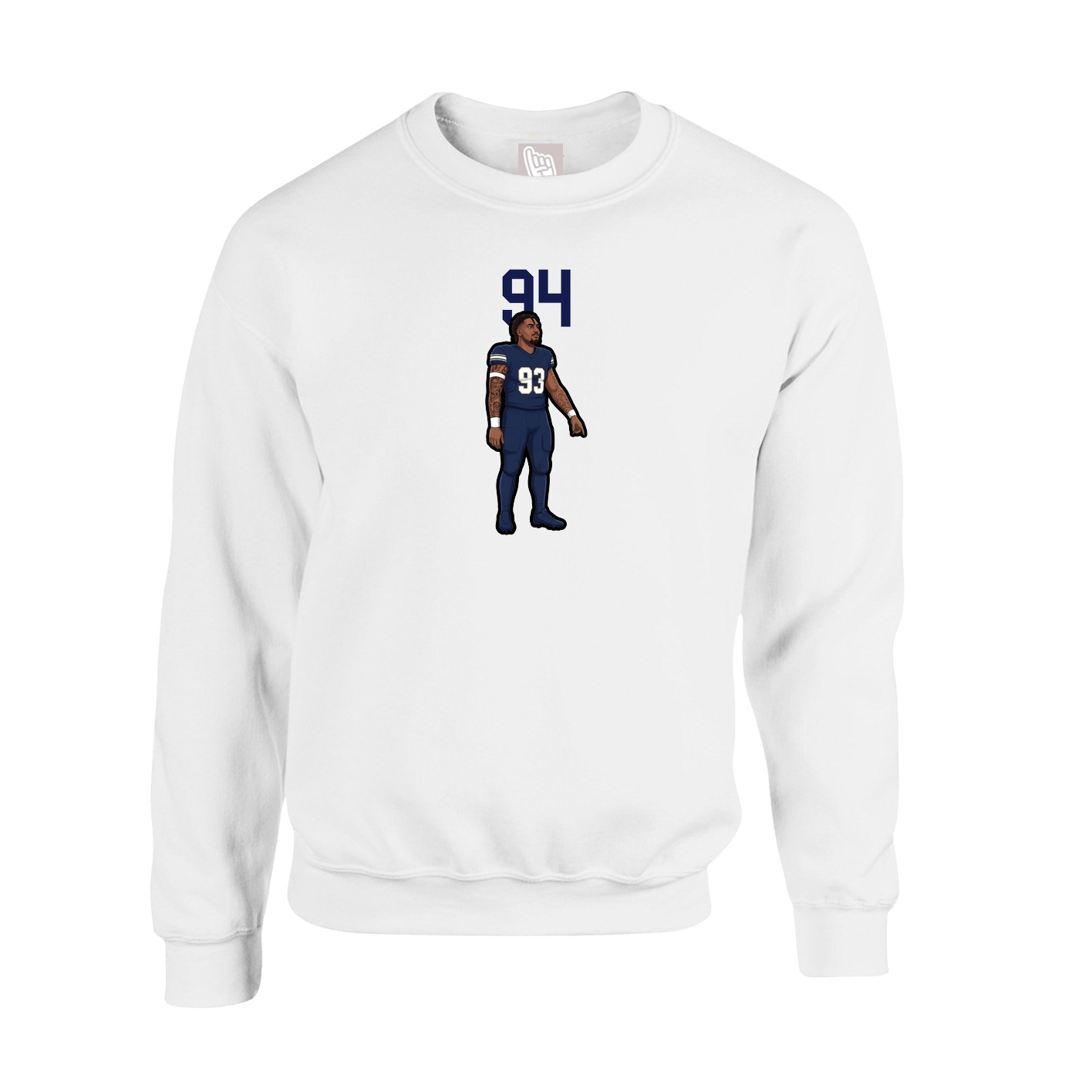 Fleece Crew — Number Top in White