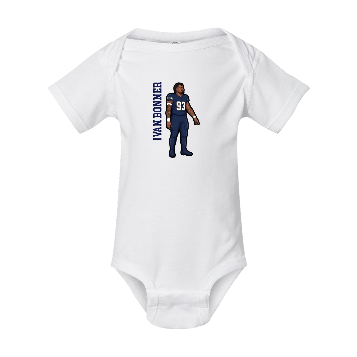 Baby Onesie — Name Vertical in White