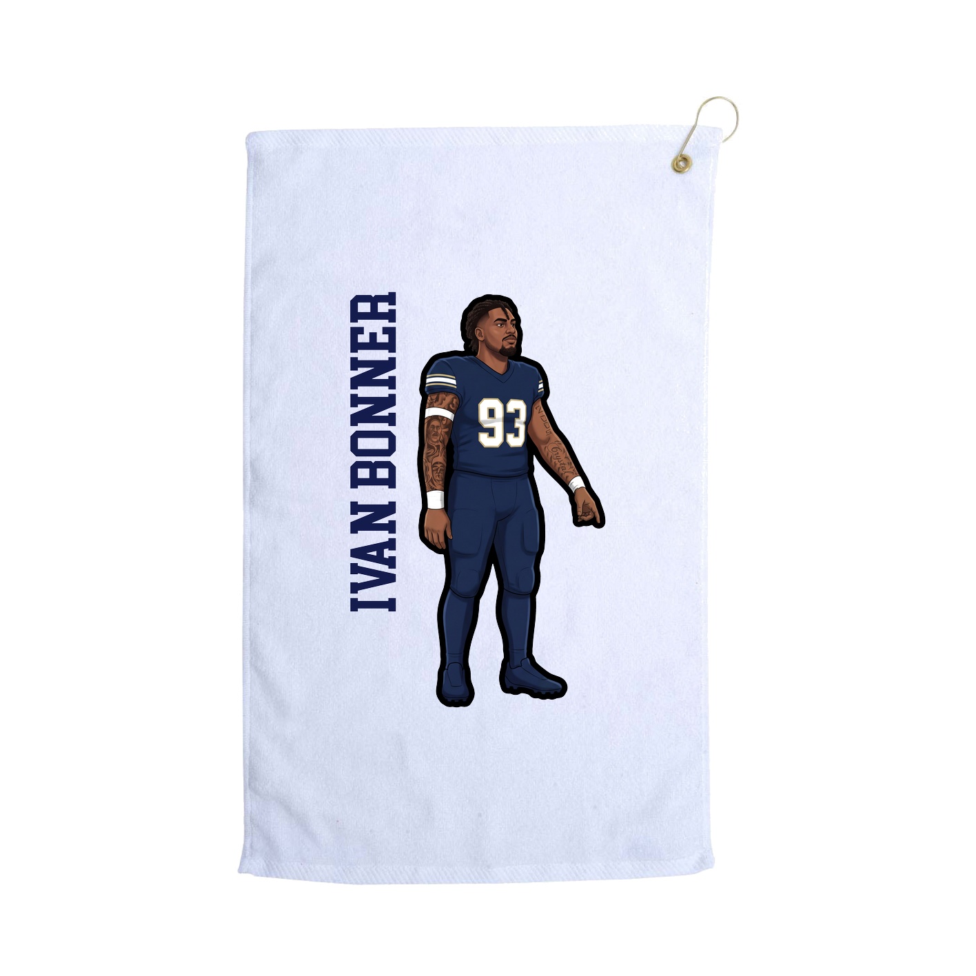 Golf Towel — Name Vertical in White