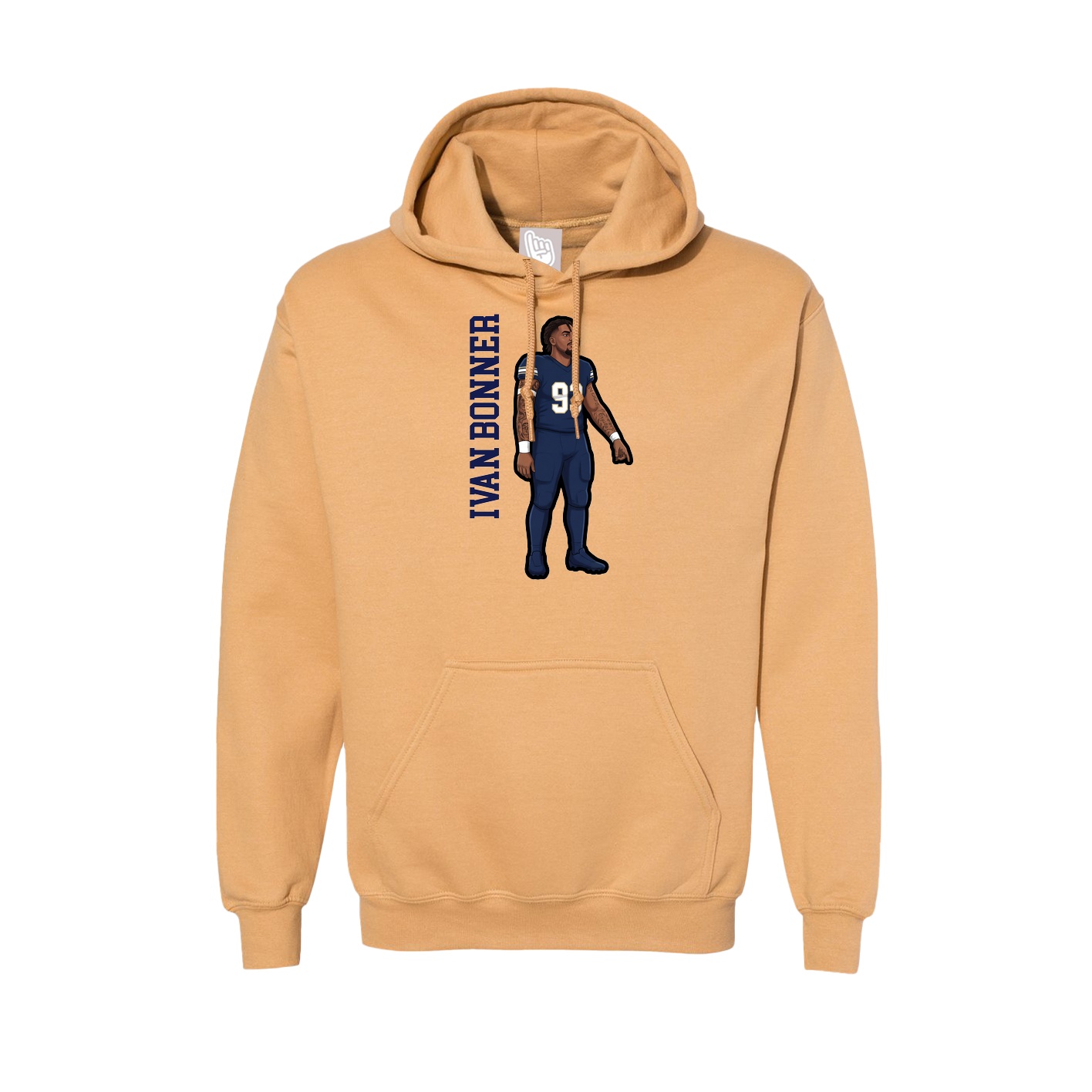 Hoodie — Name Vertical in Vegas Gold