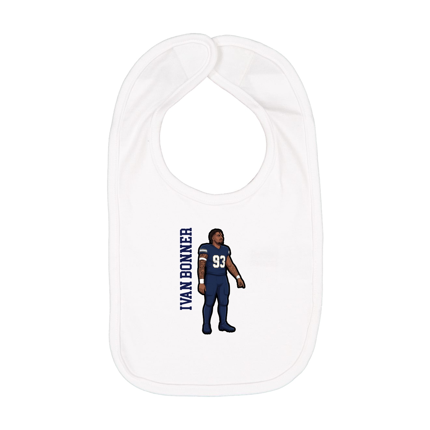 Infant Bib — Name Vertical in White