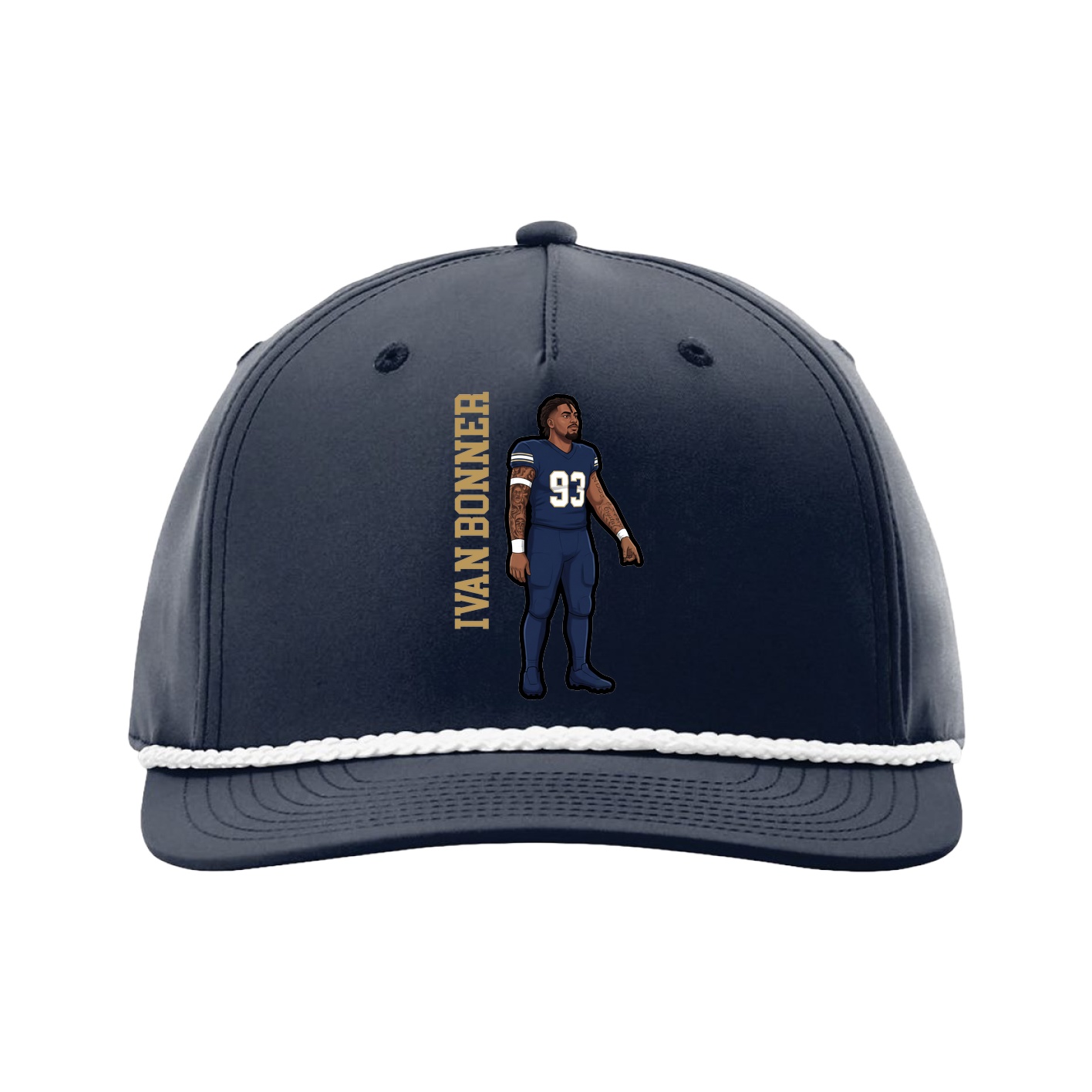 Five-Panel Classic Rope Cap — Name Vertical in Navy