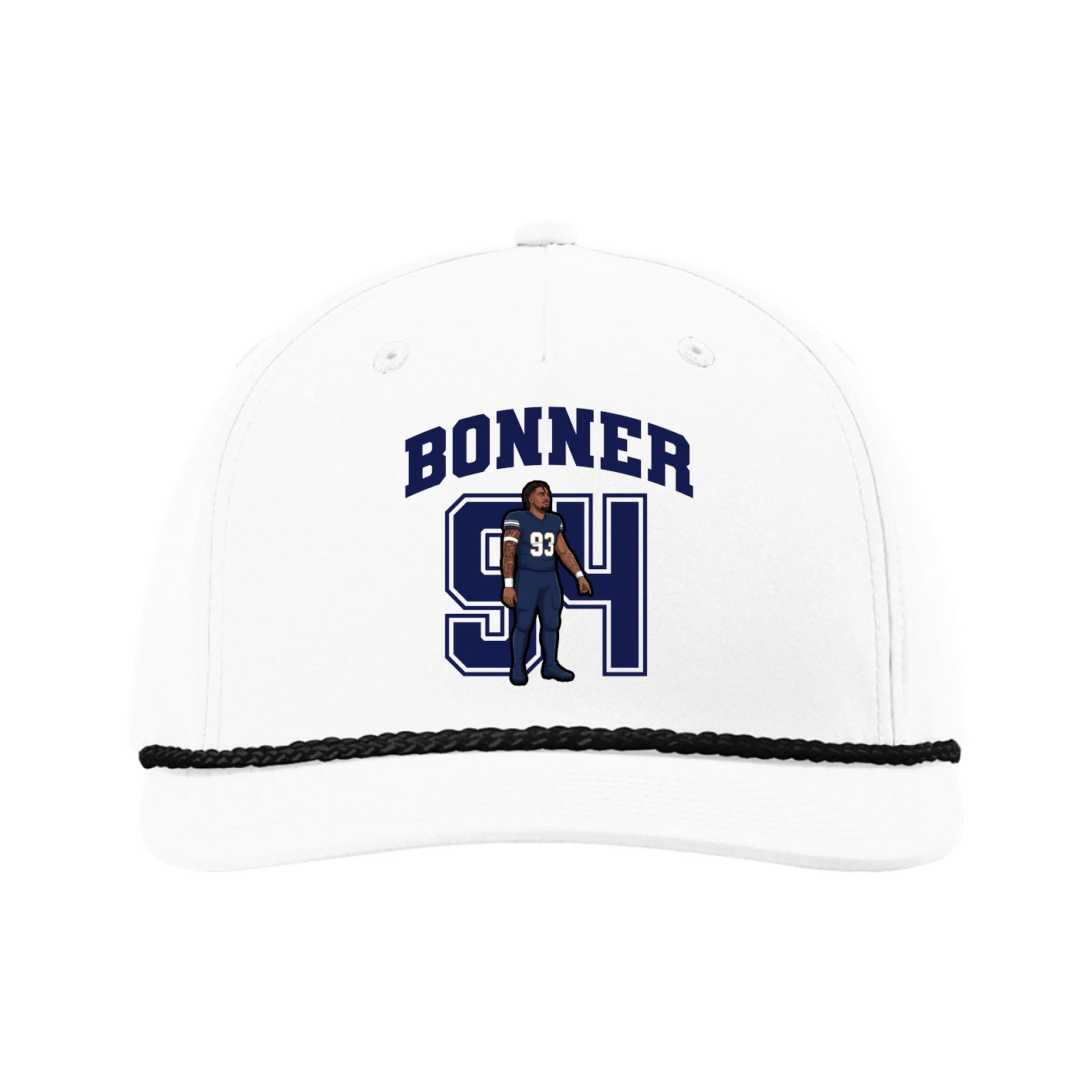 Five-Panel Classic Rope Cap — Number in White