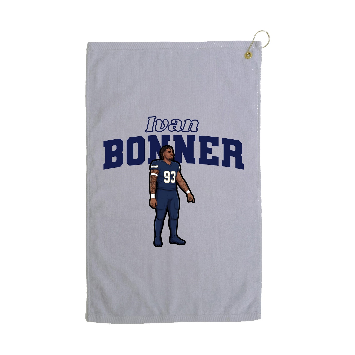 Golf Towel — Name Arch in Grey