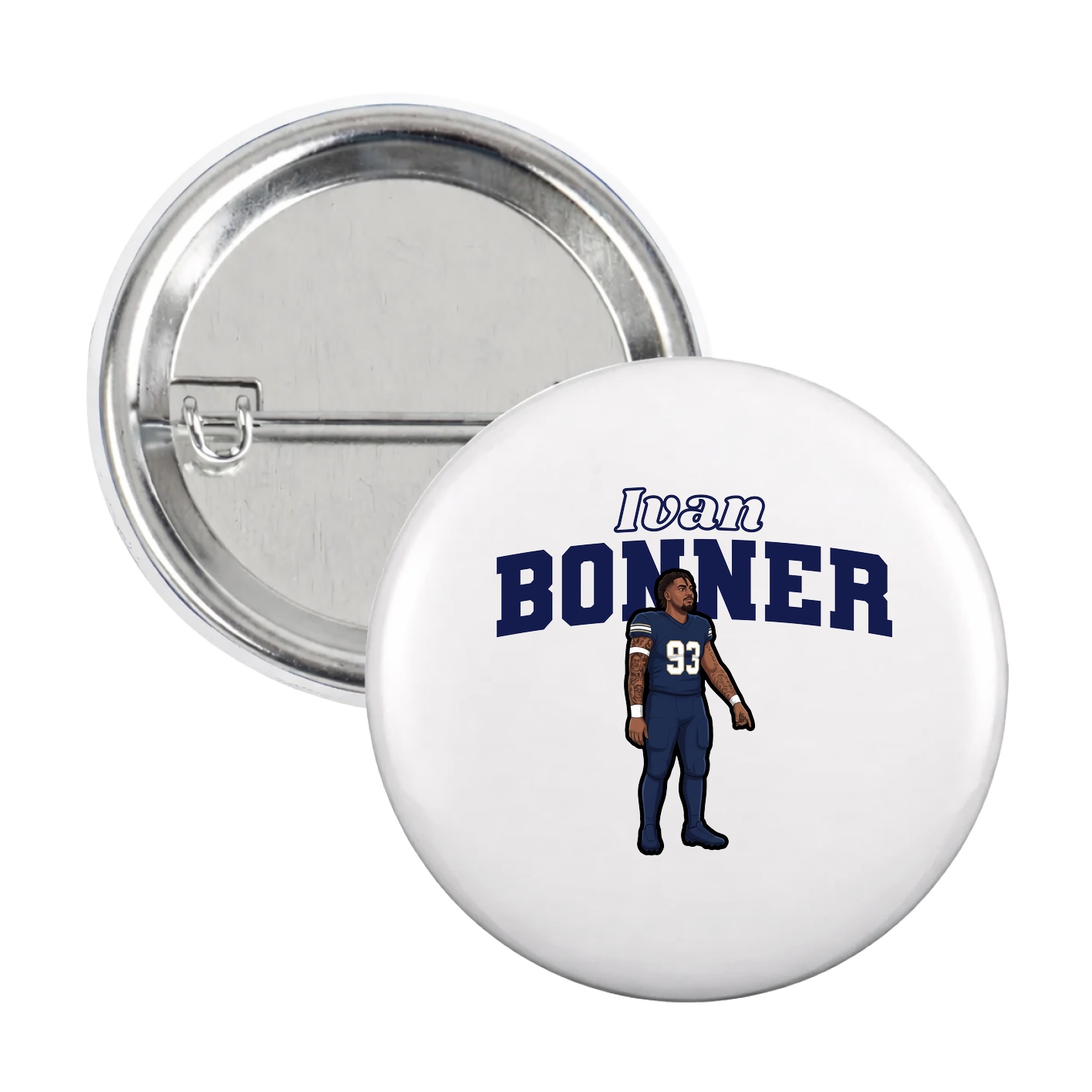 Game Day Button — Name Arch in White