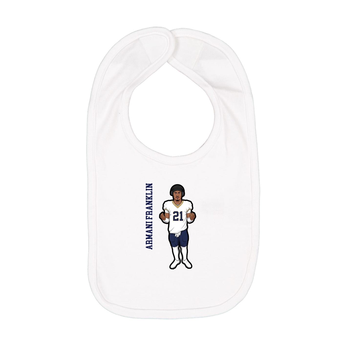 Infant Bib — Name Vertical in White