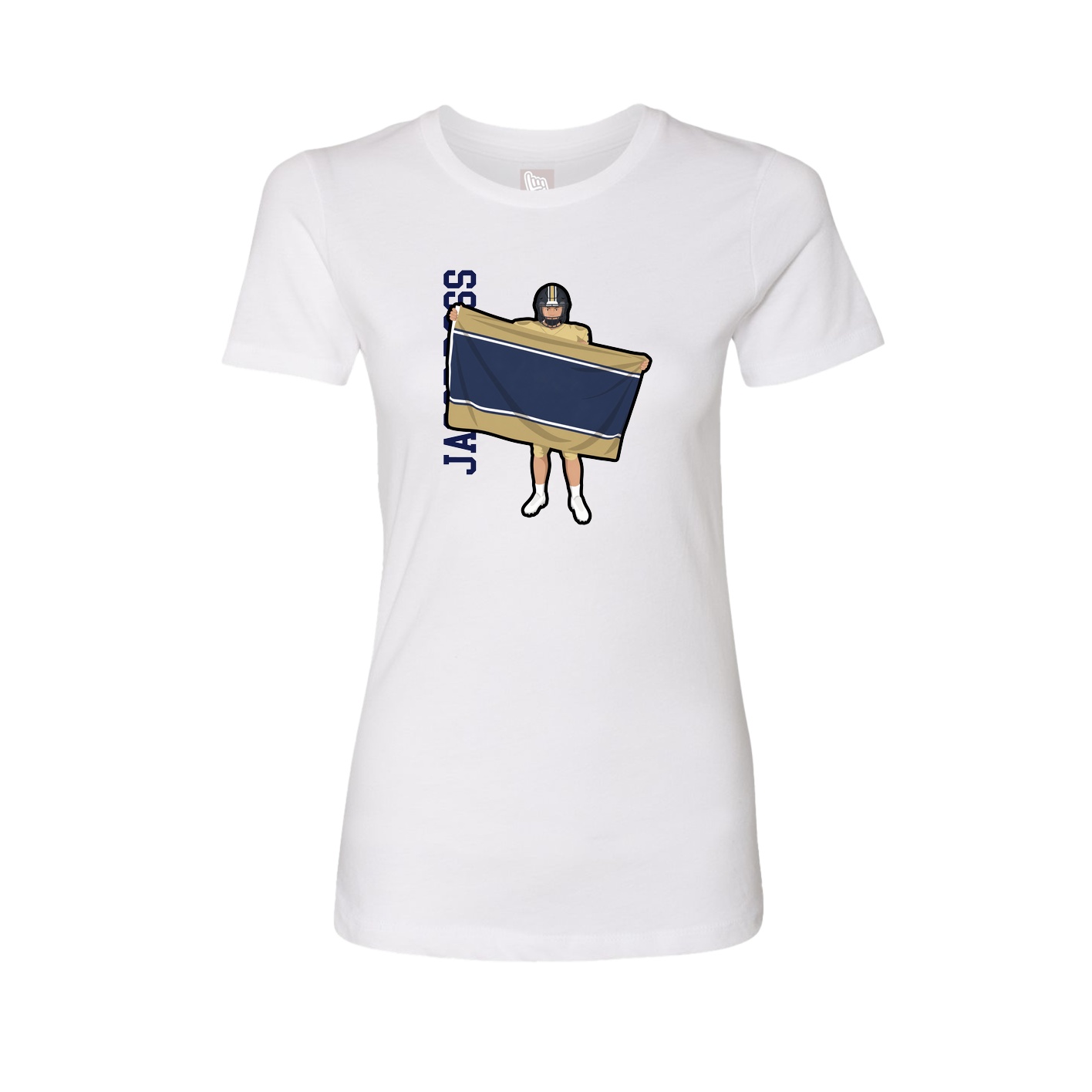 Fitted Women's Tee — Name Vertical in White