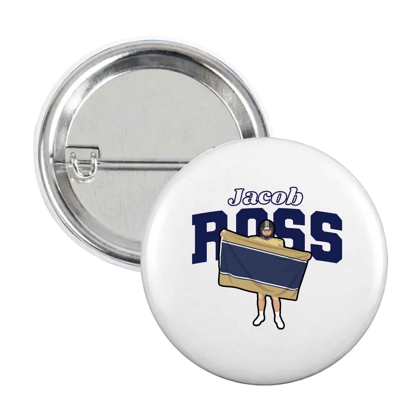 Game Day Button — Name Arch in White