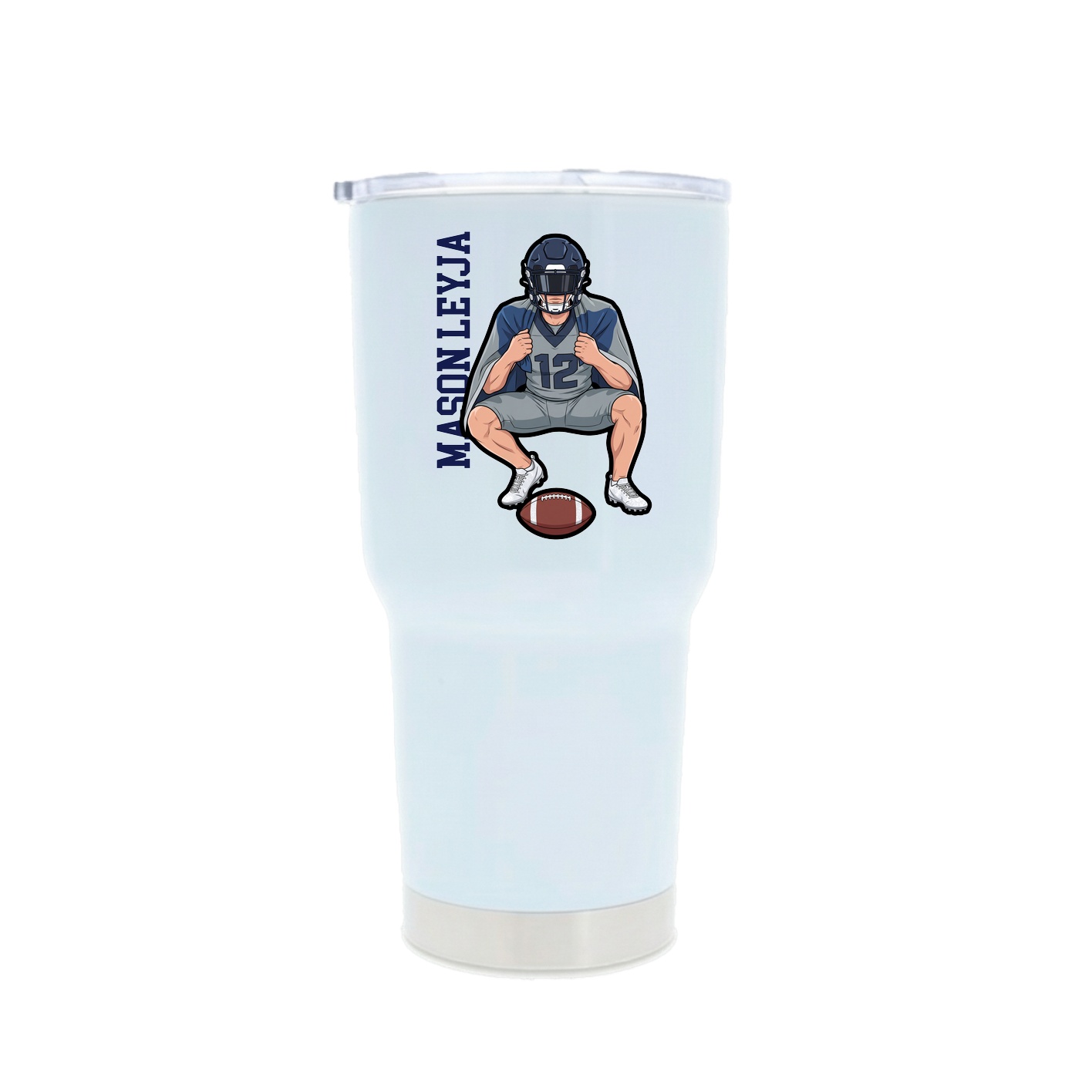 30oz Stainless Steel Tumbler — Name Vertical in White