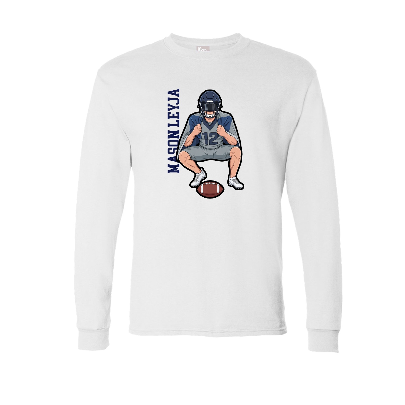 Long Sleeve Tee — Name Vertical in White