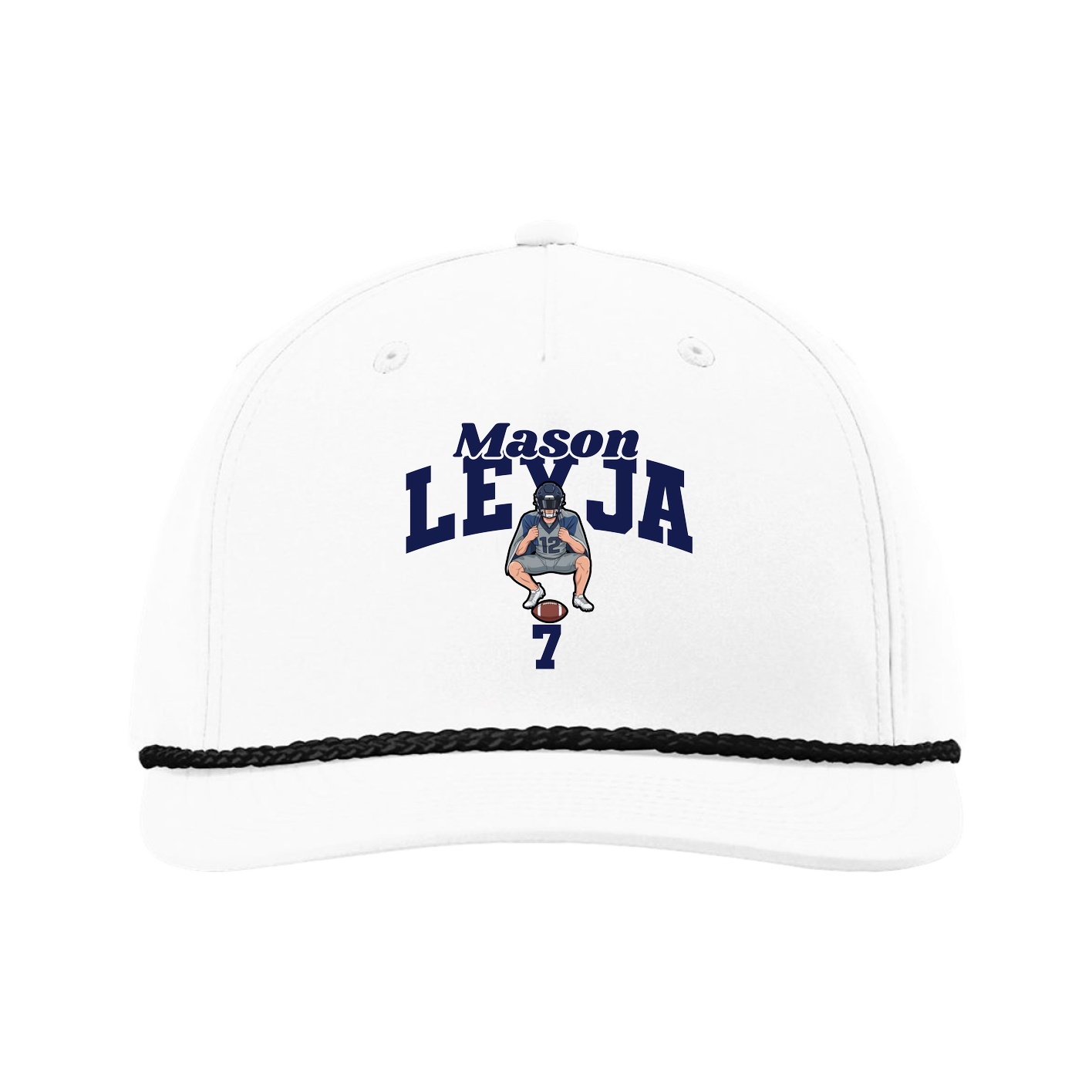 Five-Panel Classic Rope Cap — Signature Arch in White