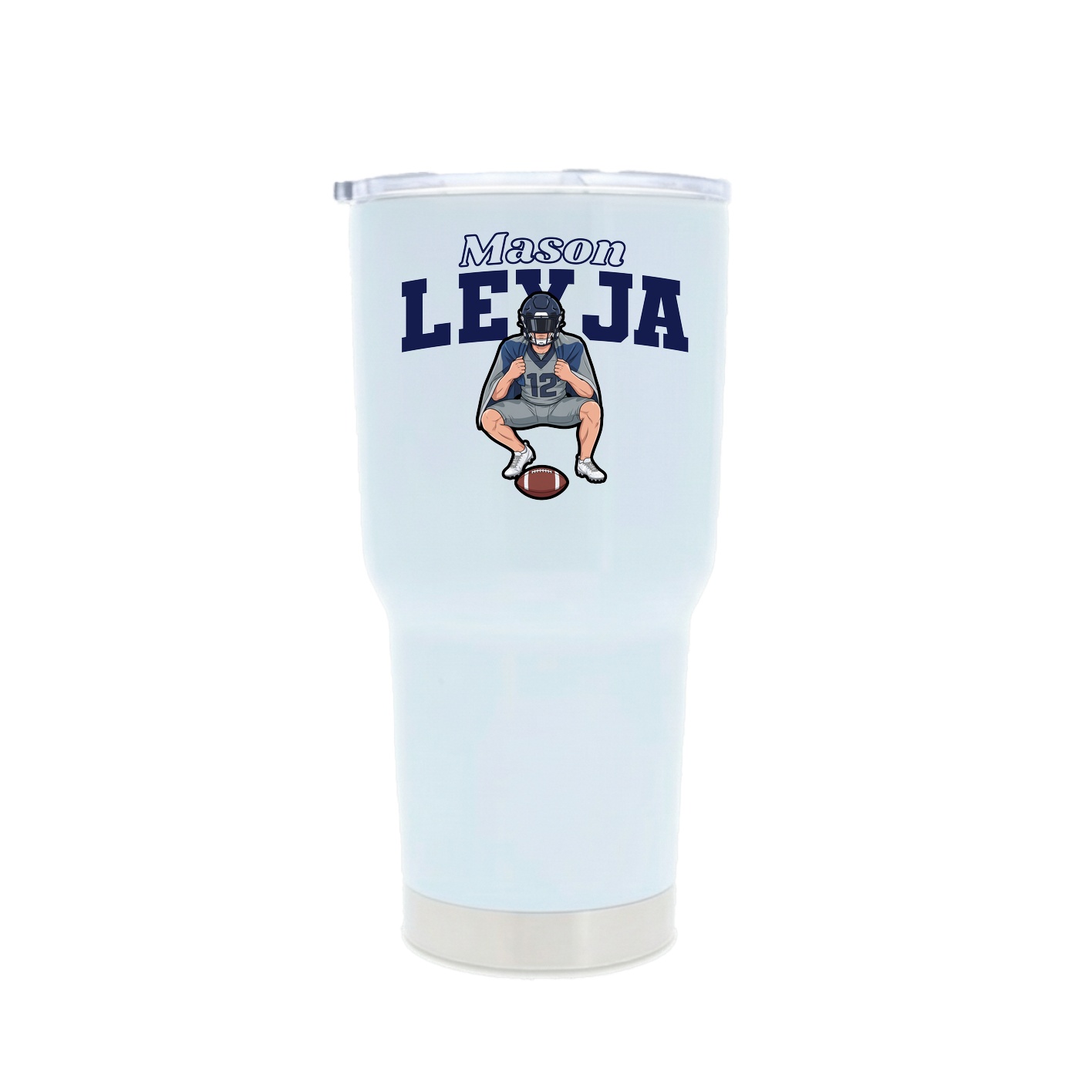 30oz Stainless Steel Tumbler — Name Arch in White