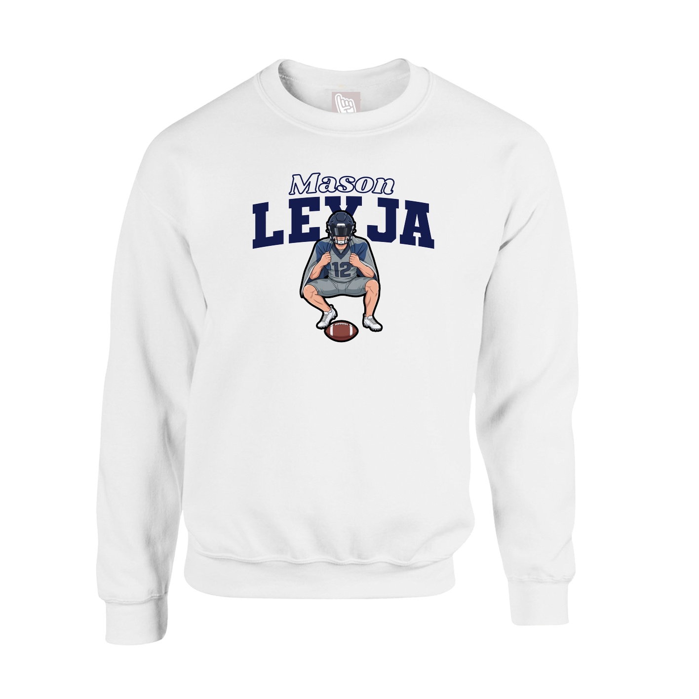 Fleece Crew — Name Arch in White