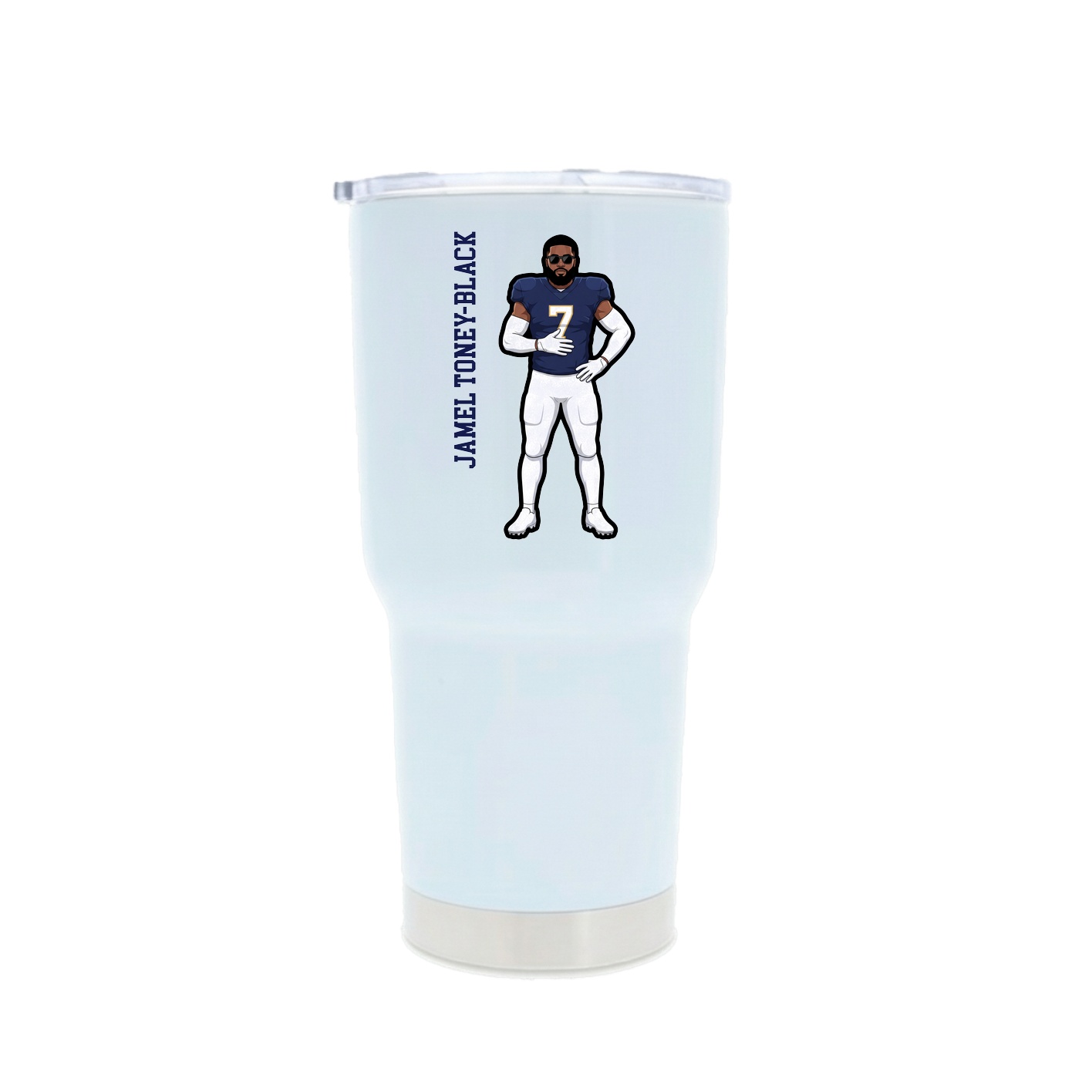 30oz Stainless Steel Tumbler — Name Vertical in White