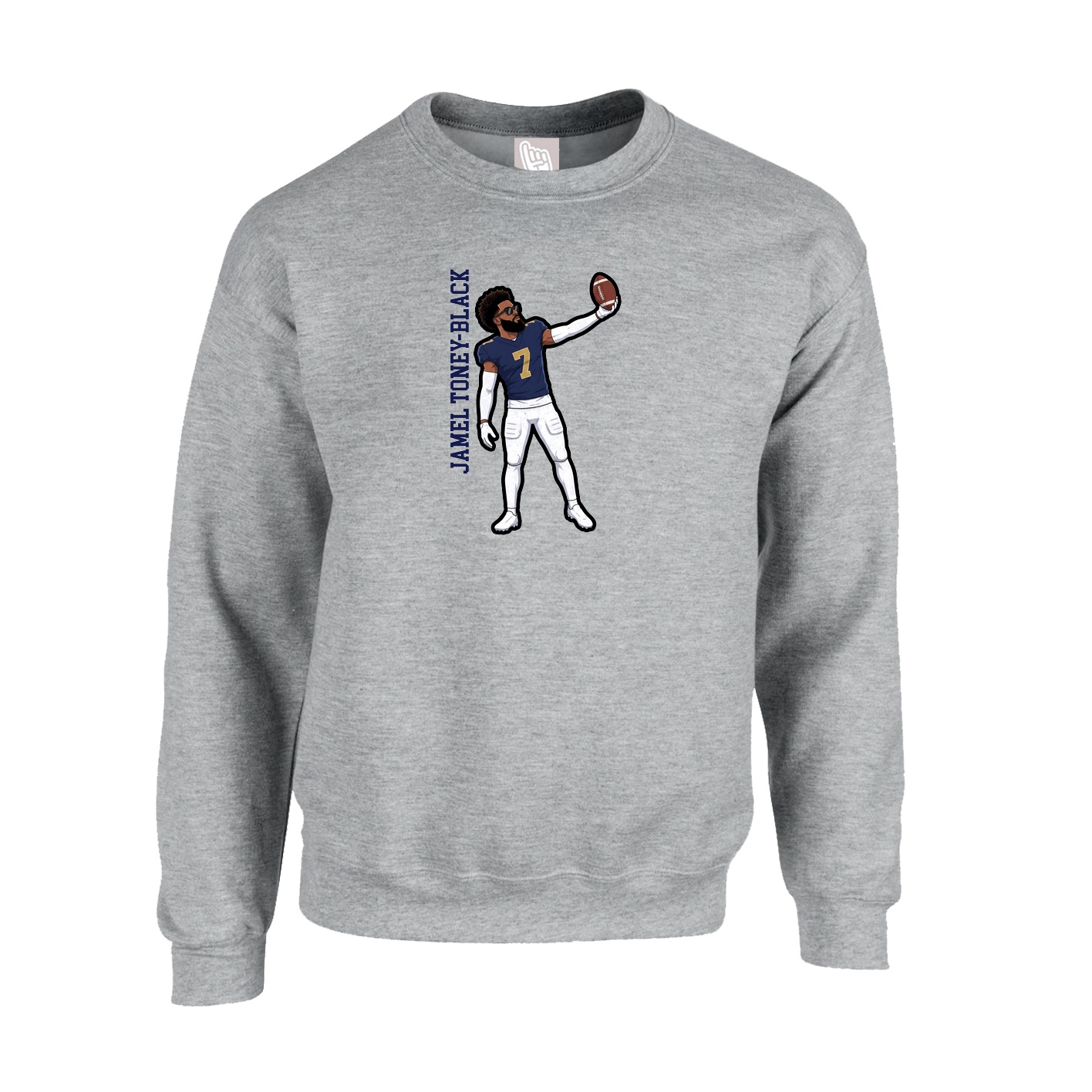 Fleece Crew — Name Vertical in Grey