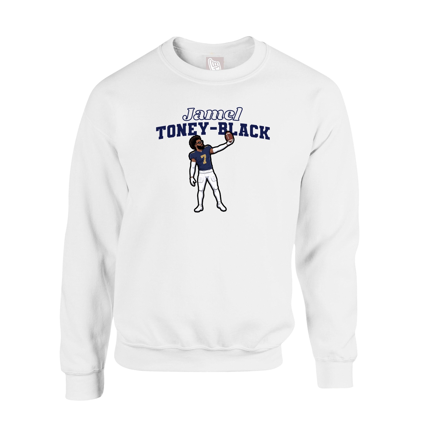 Fleece Crew — Name Arch in White