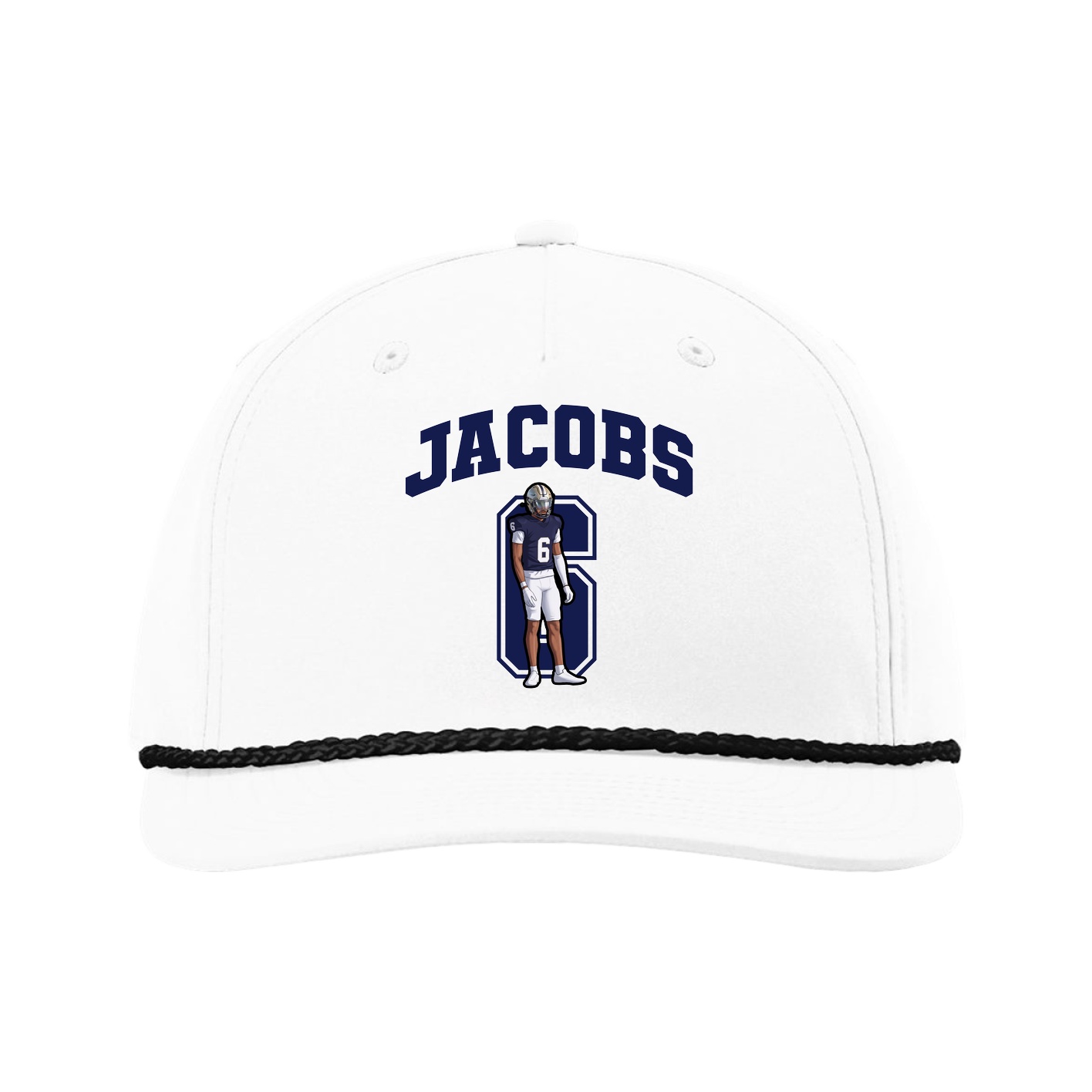 Five-Panel Classic Rope Cap — Number in White