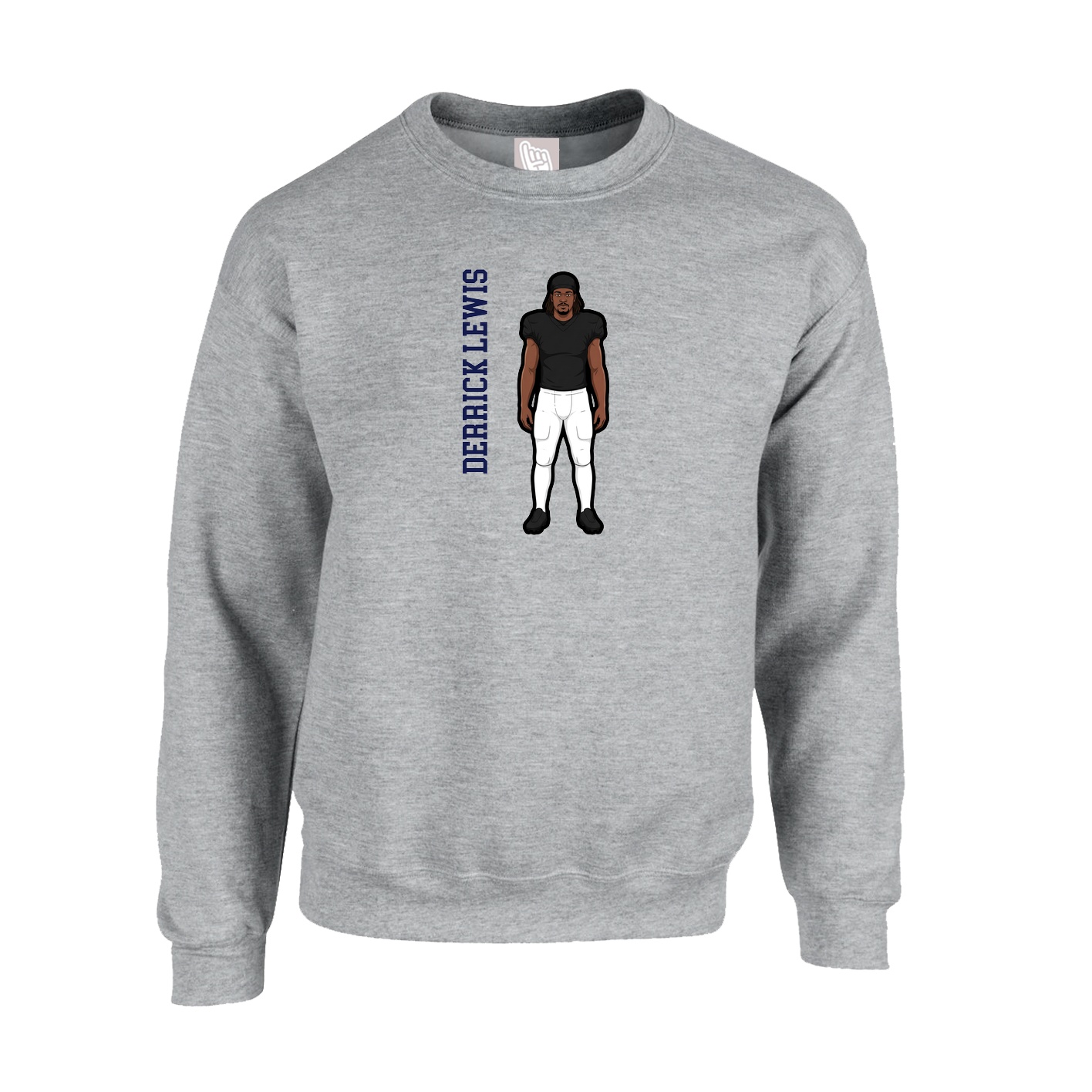 Fleece Crew — Name Vertical in Grey