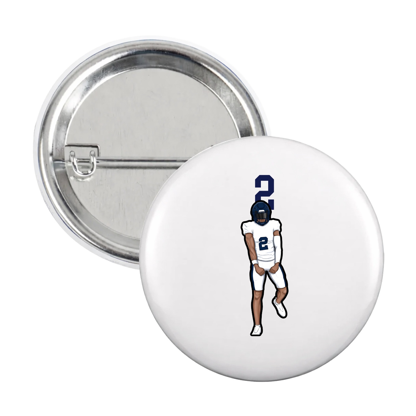 Game Day Button — Number Top in White