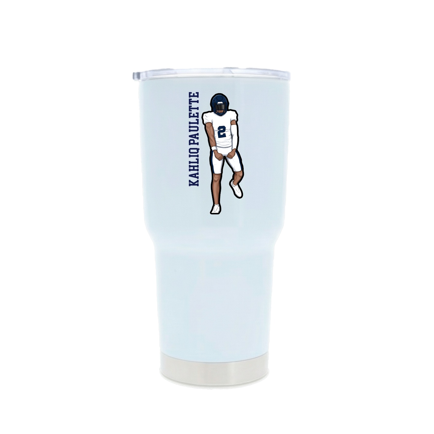 30oz Stainless Steel Tumbler — Name Vertical in White