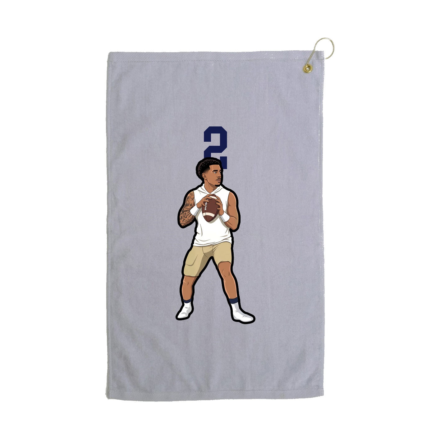 Golf Towel — Number Top in Grey