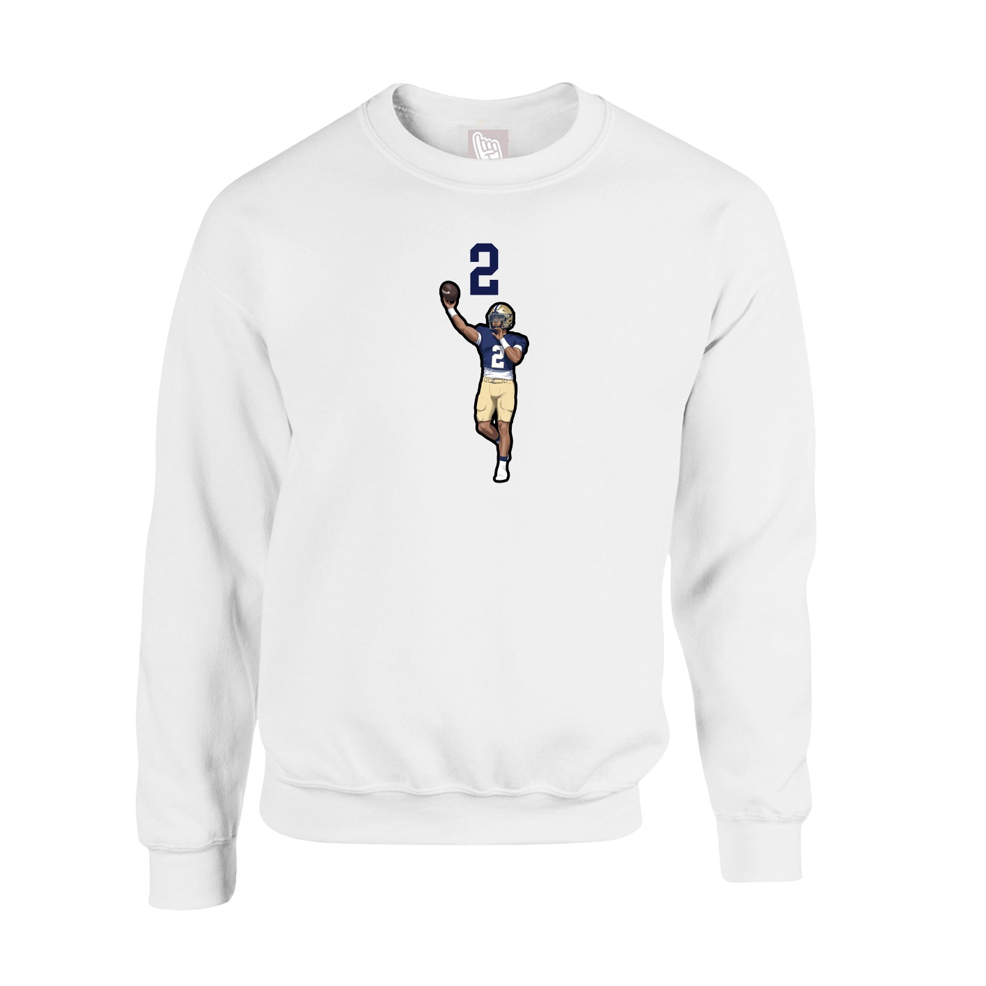 Fleece Crew — Number Top in White