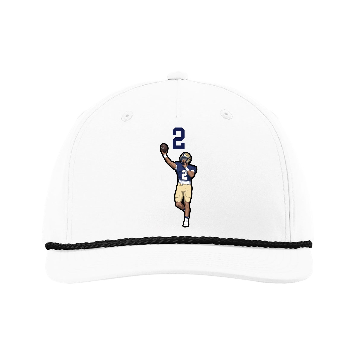Five-Panel Classic Rope Cap — Number Top in White