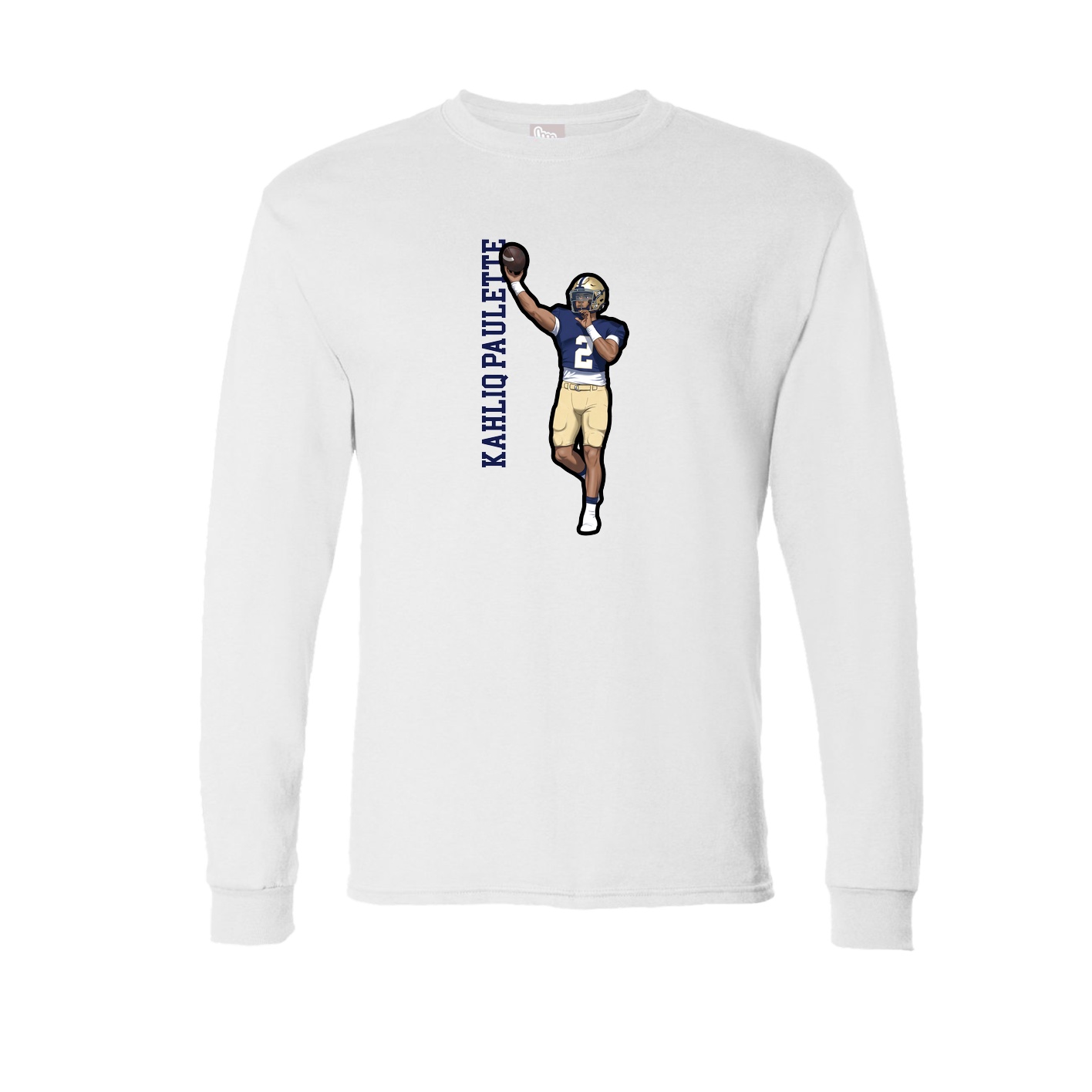 Long Sleeve Tee — Name Vertical in White