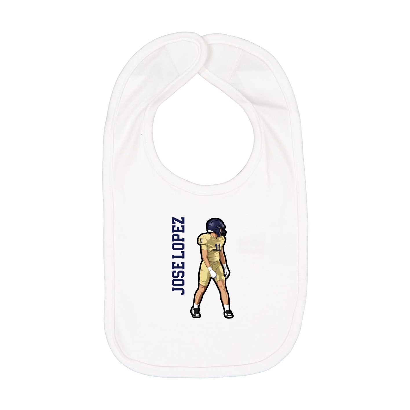 Infant Bib — Name Vertical in White